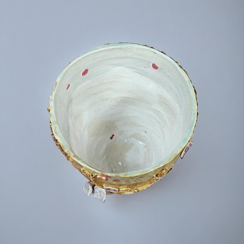 Enchanted Passage Ceramic Planter – Woodland Threshold Vessel, Ø13×14 cm by Red Raven Pottery