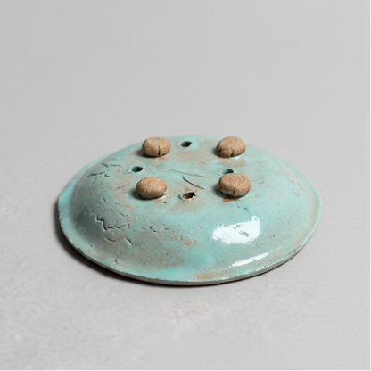 Eucalyptus Entomology Ceramic Soap Dish – Insects in Soft Green, Ø10 × 2 cm