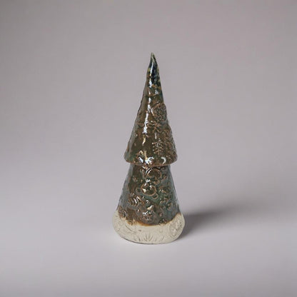 Evergreen Ceramic Christmas Tree Figurine – Whispering Holiday Presence, 6–8 cm by Red Raven Pottery