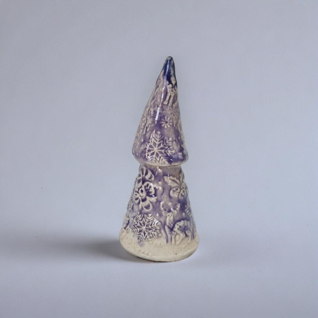 Evergreen Ceramic Christmas Tree Figurine – Whispering Holiday Presence, 6–8 cm by Red Raven Pottery