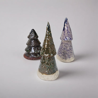 Evergreen Ceramic Christmas Tree Figurine – Whispering Holiday Presence, 6–8 cm by Red Raven Pottery