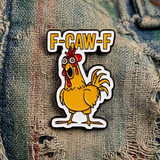 F-Caw-F Enamel Pin – Angry Chicken Metal Badge, 2.2 × 3 cm