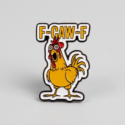 F-Caw-F Enamel Pin – Angry Chicken Metal Badge, 2.2 × 3 cm