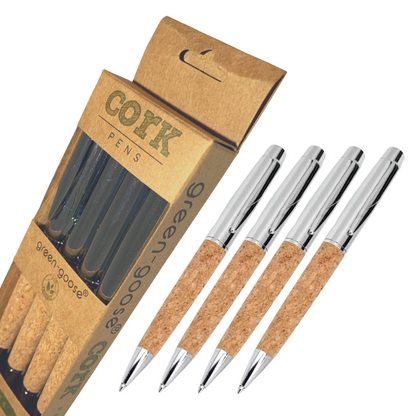 Eco-Friendly Cork Pens – Set of 8 Sustainable Ballpoint Pens, Unicolor