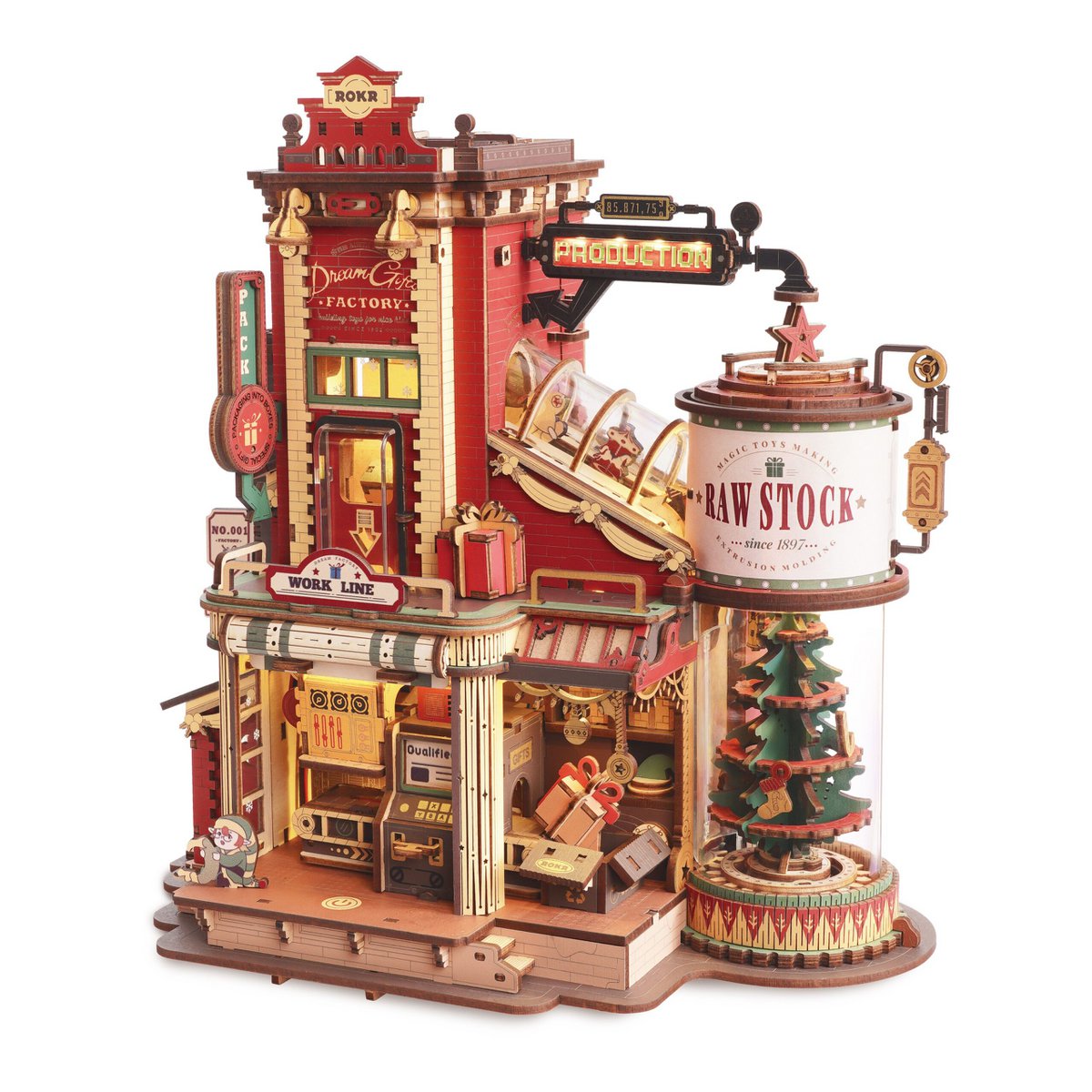 Dream Gift Factory DIY Wooden Miniature Kit – Santa's Magic Workshop, 449 Pieces