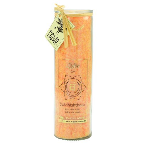 Swadhishthana Chakra Candle – Long Burning Spiritual Glass Candle, Orange, 20cm