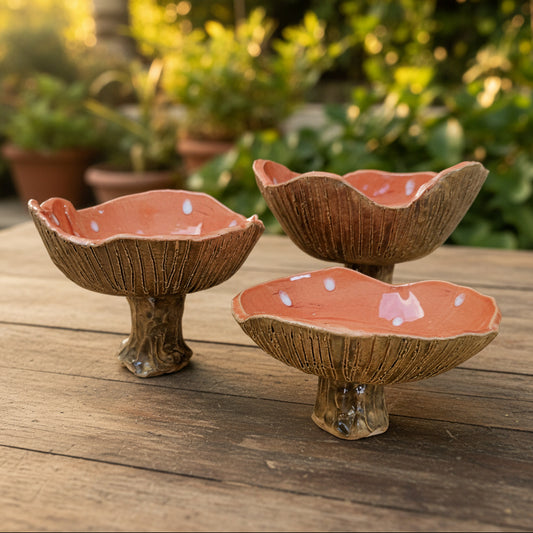 Fairy Ring Ceramic Bowl – Mushroom Pedestal, Various Sizes by Red Raven Pottery