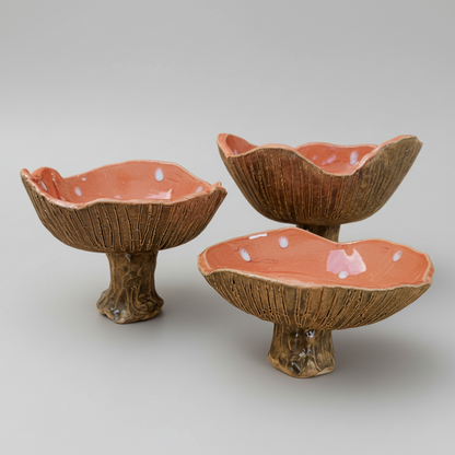 Fairy Ring Ceramic Bowl – Mushroom Pedestal, Various Sizes by Red Raven Pottery