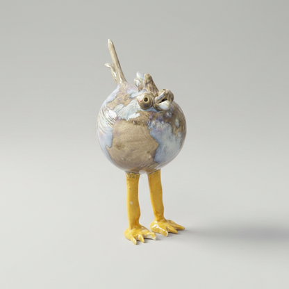 Farmyard Whimsy Ceramic Chicken Figurine – Curious Countryside Chicken, Ø7×17 cm by Red Raven Pottery