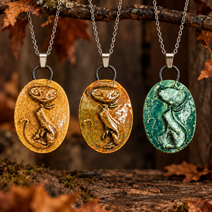 Feline Familiar Handmade Ceramic Necklace – Cat Spirit Pendant, 3.5 × 2.5 × 0.5 cm by Red Raven Pottery