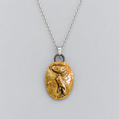 Feline Familiar Handmade Ceramic Necklace – Cat Spirit Pendant, 3.5 × 2.5 × 0.5 cm by Red Raven Pottery