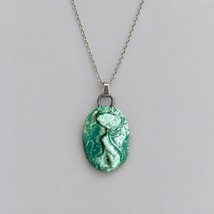 Feline Familiar Handmade Ceramic Necklace – Cat Spirit Pendant, 3.5 × 2.5 × 0.5 cm by Red Raven Pottery