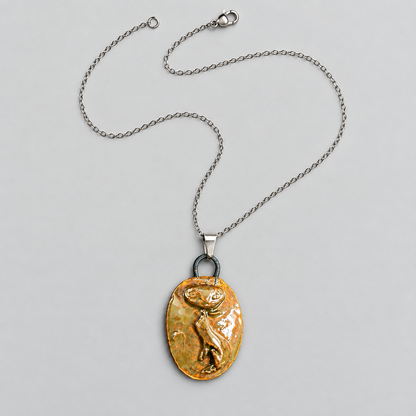 Feline Familiar Handmade Ceramic Necklace – Cat Spirit Pendant, 3.5 × 2.5 × 0.5 cm by Red Raven Pottery