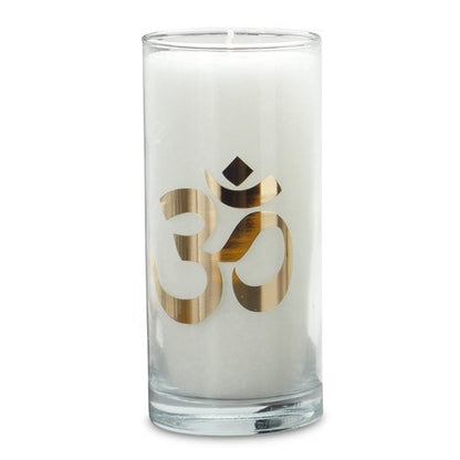 OM Candle – Magical Glass Candle for Indoors & Outdoors, White, 14cm