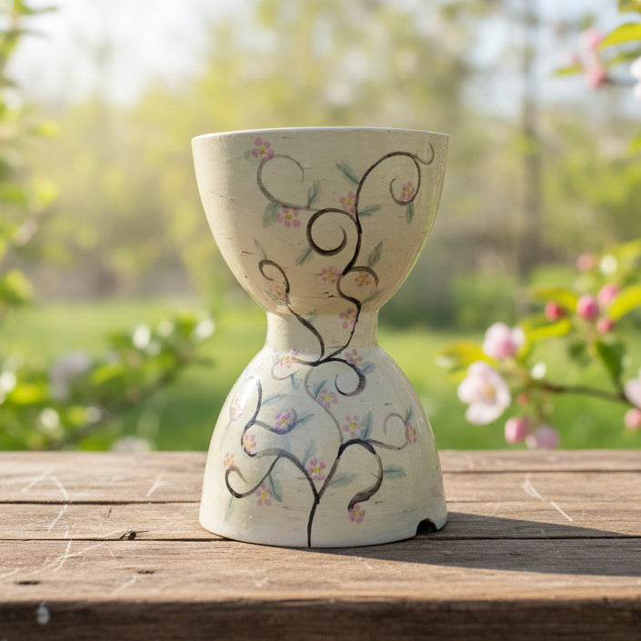 Floral Hearth Ceramic Planter – Quiet Bloomed Presence, Ø12×17 cm by Red Raven Pottery