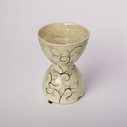 Floral Hearth Ceramic Planter – Quiet Bloomed Presence, Ø12×17 cm by Red Raven Pottery