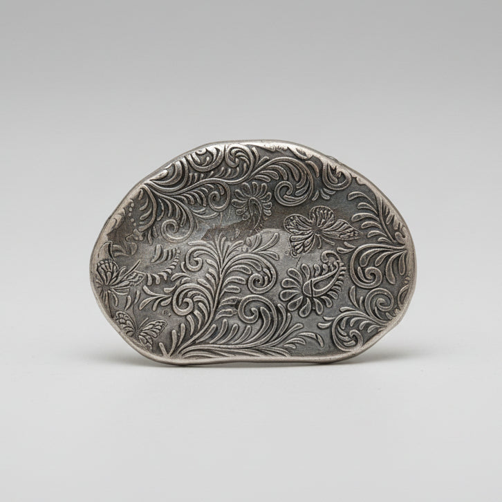 Floral Reverie Ceramic Trinket Dish – Quiet Transformation in Clay, Ø9×1.5 cm by Red Raven Pottery
