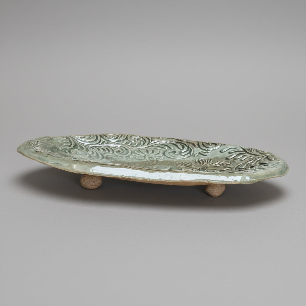 Floral Reverie Ceramic Trinket Dish – Quiet Transformation in Clay, Ø9×1.5 cm by Red Raven Pottery