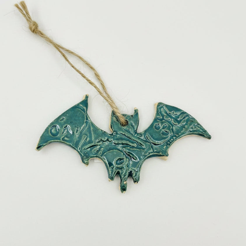 Flying Bat Ceramic Talisman – Threshold Marker Charm, 7.5×4 cm by Red Raven Pottery