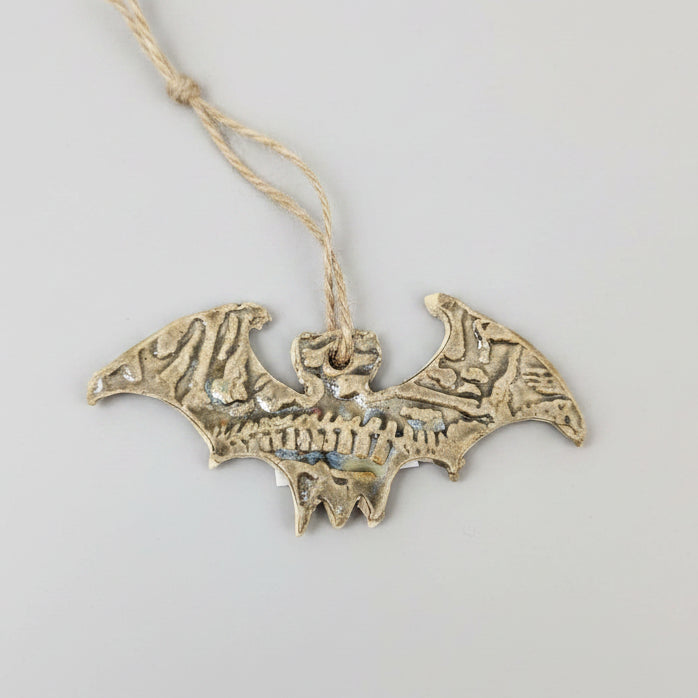 Flying Bat Ceramic Talisman – Threshold Marker Charm, 7.5×4 cm by Red Raven Pottery