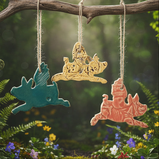 Flying Pig Ceramic Talisman – Turning Point Charm, 7.5×5.5 cm by Red Raven Pottery