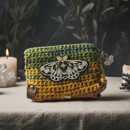 Forest Moth Crochet Wallet – Woodland Dawn Purse, 15×11 cm by Hook & Hex