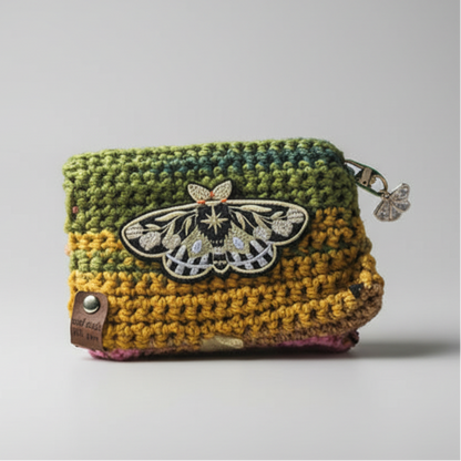 Forest Moth Crochet Wallet – Woodland Dawn Purse, 15×11 cm by Hook & Hex