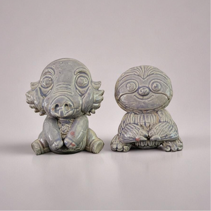 Forest Oddlings Fridge Magnets – Folkloric Ceramic Ornaments Duo, 5× 0.5 cm by Red Raven Pottery