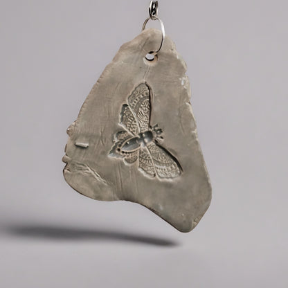 Fossil Imprint Keychain – Heirloom Ceramic Charm, 4×3 cm, various designs by Red Raven Pottery