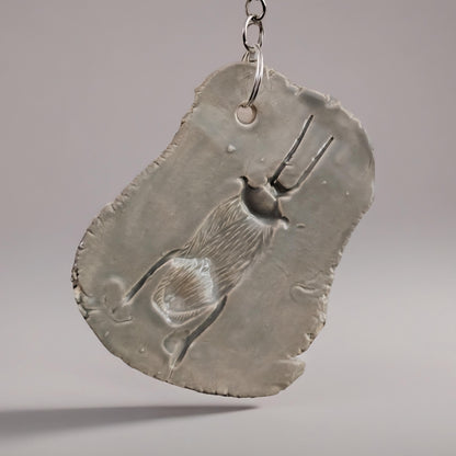 Fossil Imprint Keychain – Heirloom Ceramic Charm, 4×3 cm, various designs by Red Raven Pottery