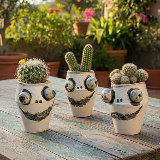 Frankenpot Ceramic Planter – Monstrous Home for Little Greens, Ø5 × 8 cm by Red Raven Pottery