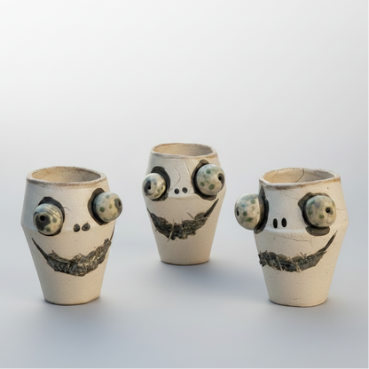 Frankenpot Ceramic Planter – Monstrous Home for Little Greens, Ø5 × 8 cm by Red Raven Pottery