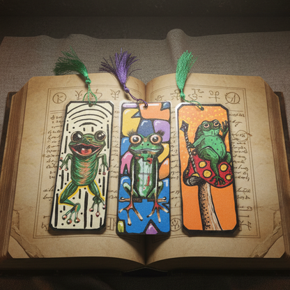 Frog Tales Illustrated Bookmark – Pondside Reading Companion, 18 cm by Hook & Hex