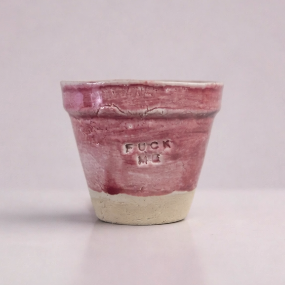 Fuck Me Ceramic Espresso Cup – Bold Statement in Raspberry Glaze, Ø7×7 cm by Red Raven Pottery