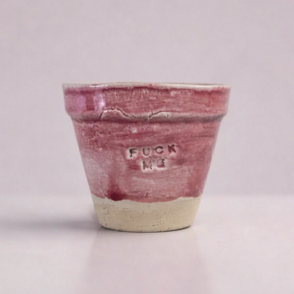 Fuck Me Ceramic Espresso Cup – Bold Statement in Raspberry Glaze, Ø7×7 cm by Red Raven Pottery