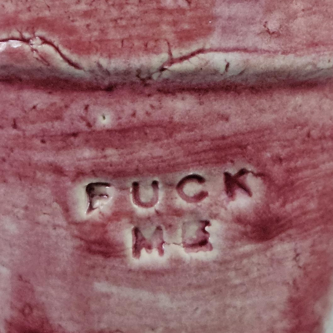 Fuck Me Ceramic Espresso Cup – Bold Statement in Raspberry Glaze, Ø7×7 cm by Red Raven Pottery