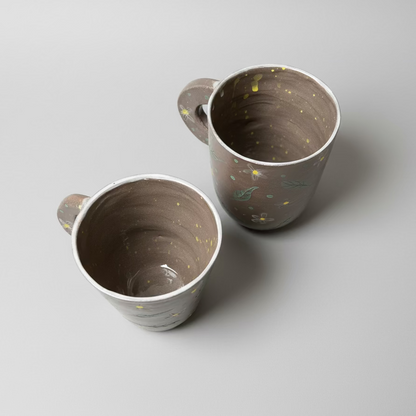 Garden Witchery Ceramic Mugs – Botanical Speckle Drinkware, Ø8.7 × 9 cm & Ø8.7 × 11 cm by Red Raven Pottery