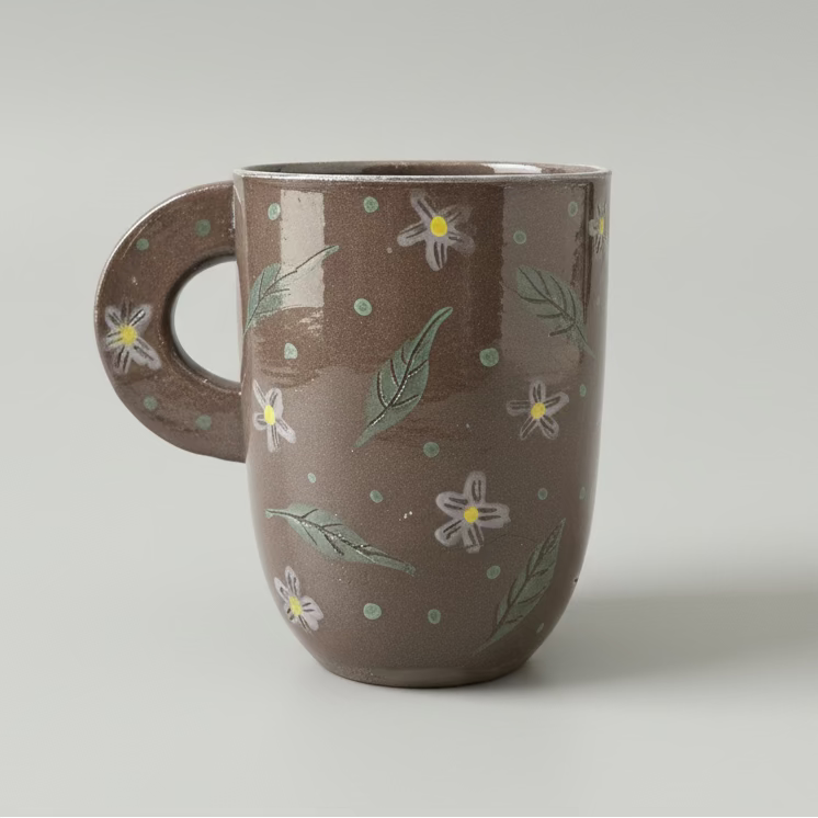 Garden Witchery Ceramic Mugs – Botanical Speckle Drinkware, Ø8.7 × 9 cm & Ø8.7 × 11 cm by Red Raven Pottery
