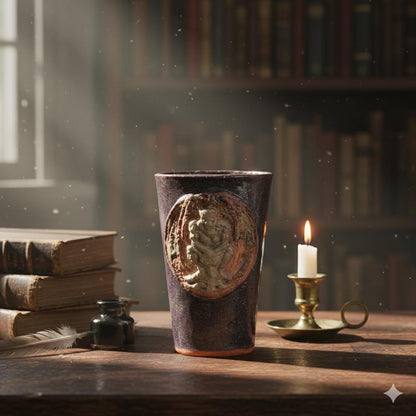 Gargoyle Sentinel Ceramic Tumbler – Stoneborn Watcher Vessel, Ø8.5×12 cm by Red Raven Pottery