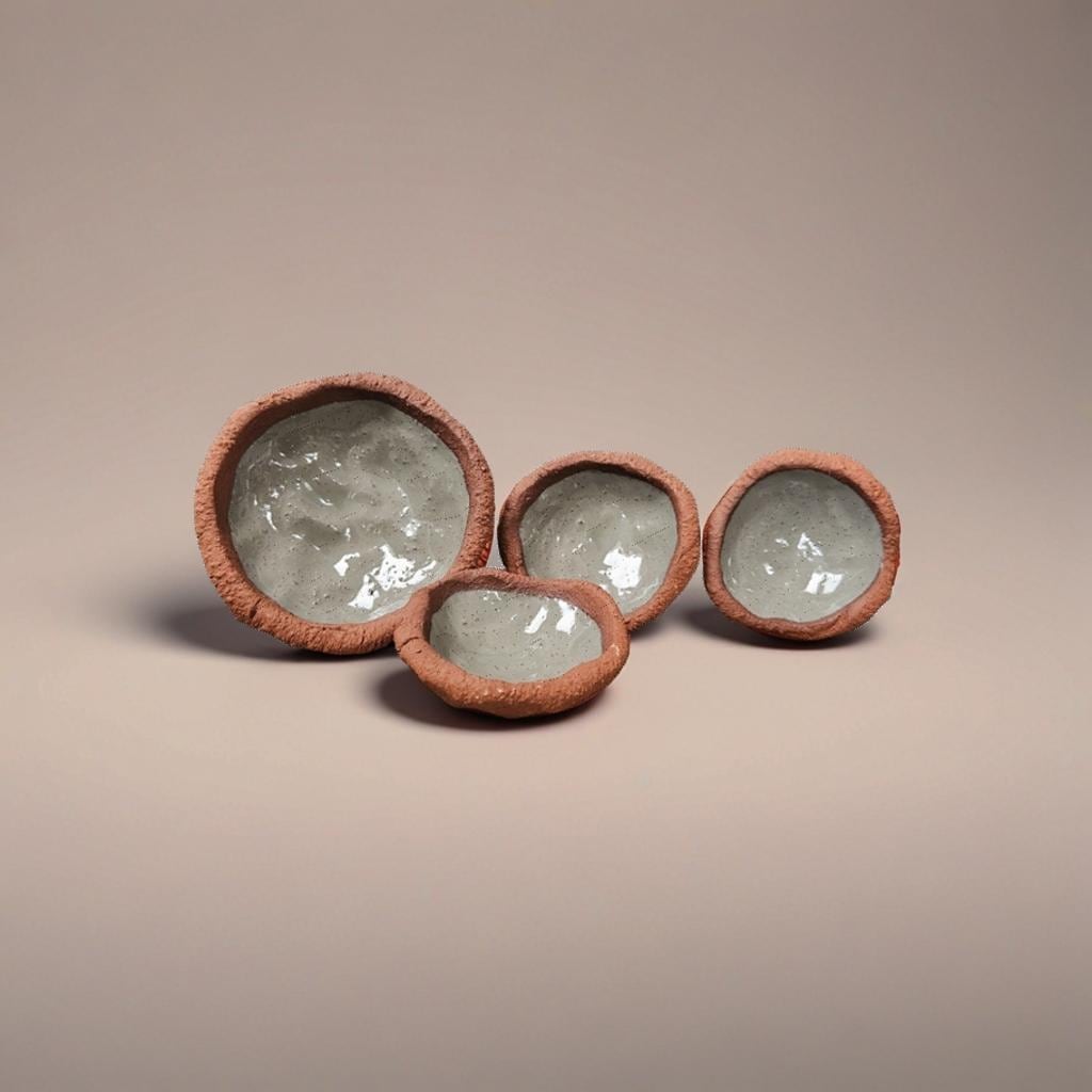 Geode Gloss Terracotta Trinket Dish – Earthy Luster Pinched Pot, Ø8×2 cm by Red Raven Pottery
