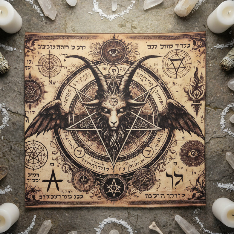 Goat Sigil Altar Cloth – Arcane Protection For Rituals, 75×75 cm