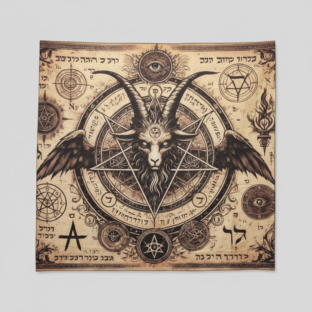 Goat Sigil Altar Cloth – Arcane Protection For Rituals, 75×75 cm