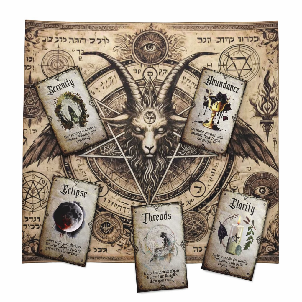 Goat Sigil Altar Cloth – Arcane Protection For Rituals, 75×75 cm