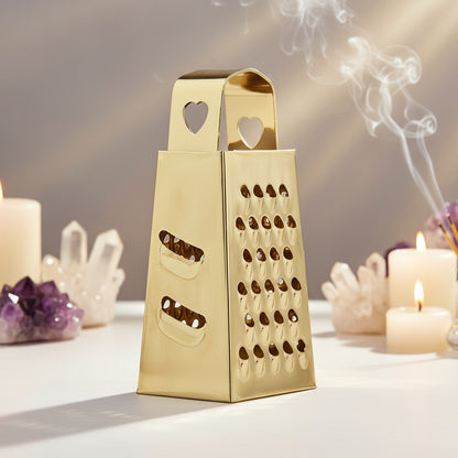 Gold Metal Fragrance Grater – Classic Radiant Utility, 8 cm