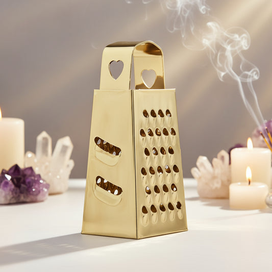 Gold Metal Fragrance Grater – Classic Radiant Utility, 8 cm
