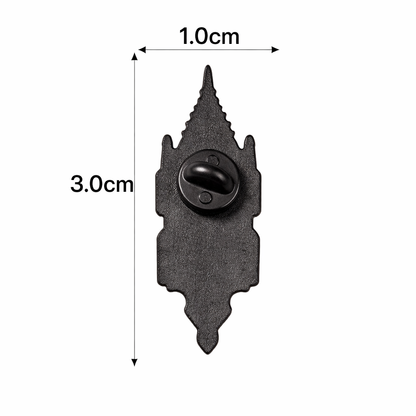 Gothic Cathedral Lapel Pin – Sacred Structure Metal Badge, 1.0×3.0 cm