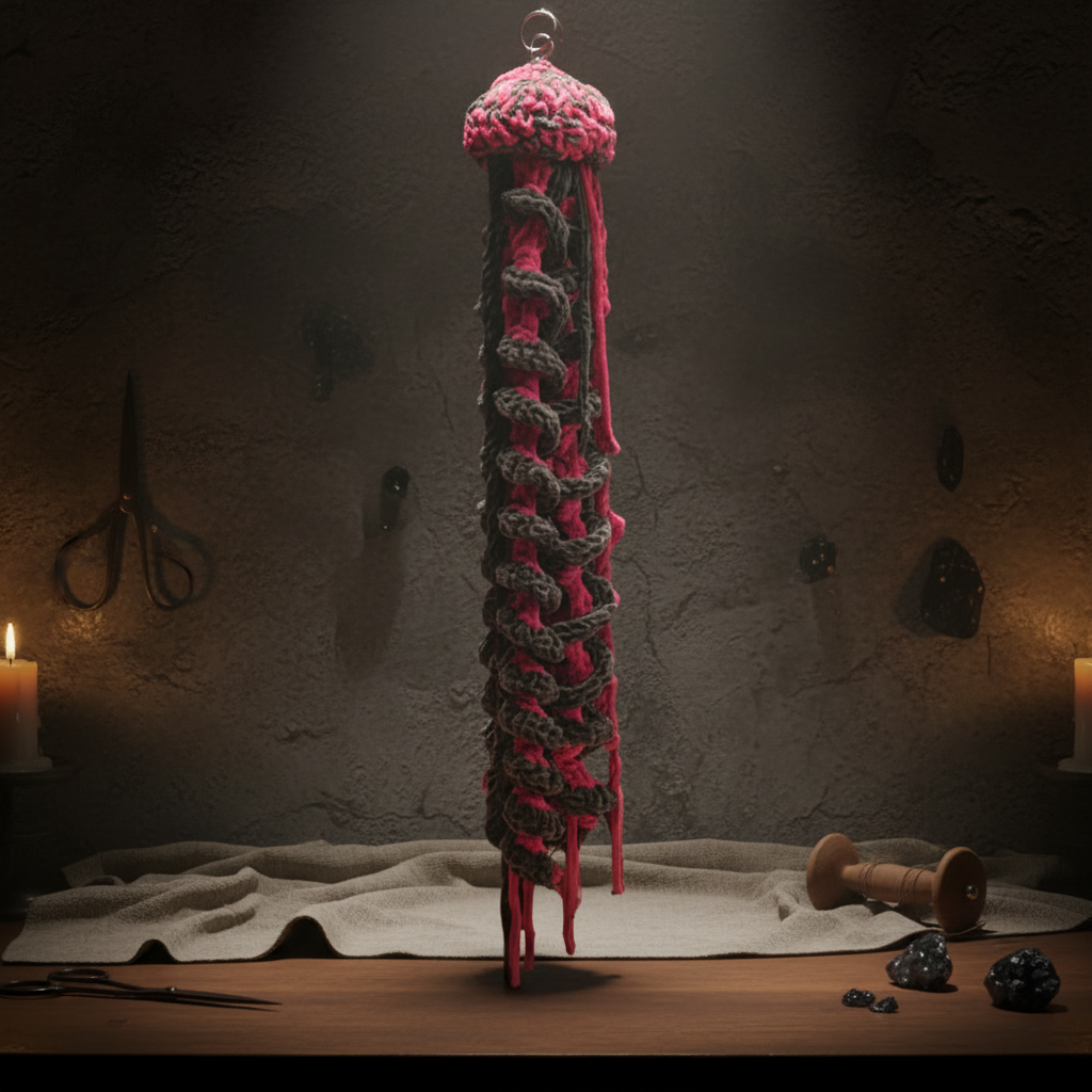 Gothic Jellyfish Crochet Hanging – Witchfire Drift for Curious Corners, 40 cm by Hook & Hex