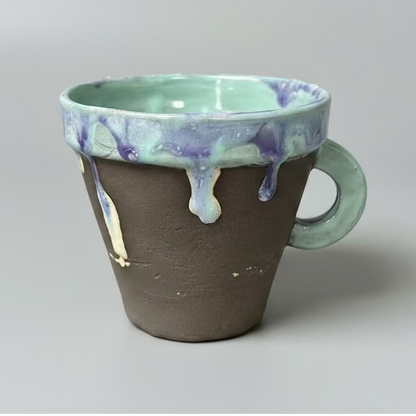Gothic Moth Ceramic Coffee Cups – Quiet Nocturnal Duo, Ø8×7 cm by Red Raven Pottery