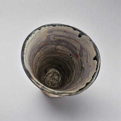 Gothic Moth Ceramic Tumbler – Vessel of Transformation & Mortality, Ø8×12 cm by Red Raven Pottery