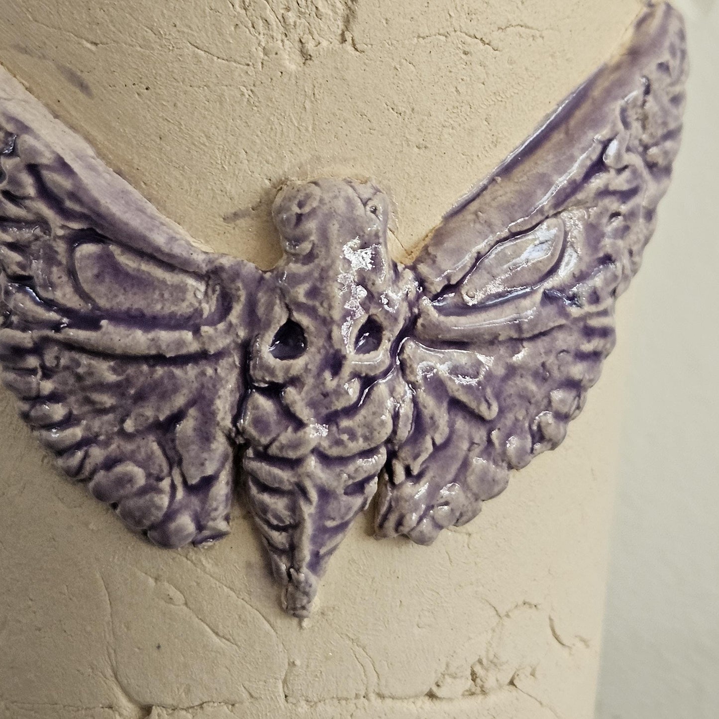 Gothic Moth Ceramic Tumbler – Vessel of Transformation & Mortality, Ø8×12 cm by Red Raven Pottery